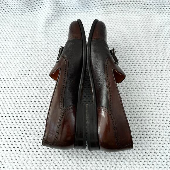 Mezlan Brown Havana Two Tone Wingtip Tassel Brogue Slip On Loafers Cap Toe 10M - Picture 8 of 12